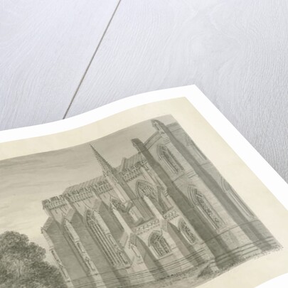 Lichfield Cathedral - North View: sepia drawing, 1845 by John Buckler