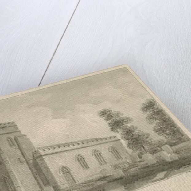 Keele Church: sepia drawing, 1840 by John Buckler