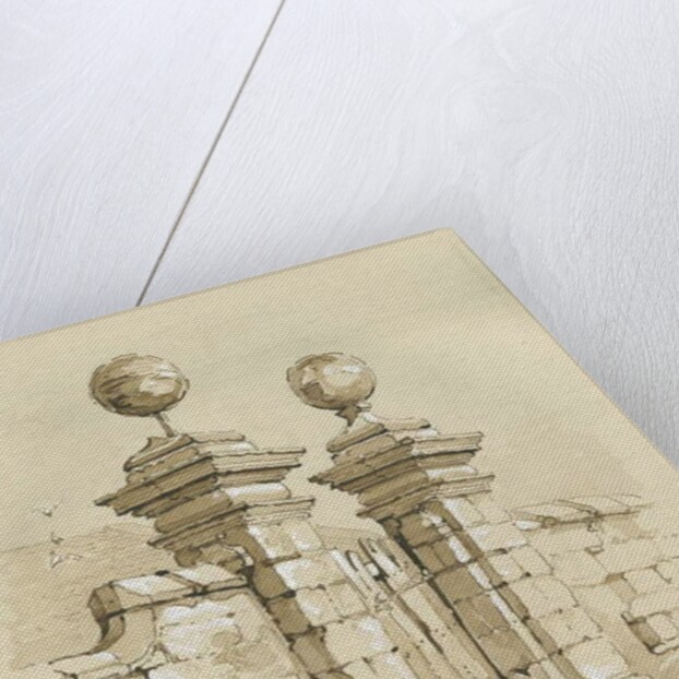 Colwich - Ancient Gateway at Bank Top: sepia drawing, 1839 by Thomas Peploe Wood