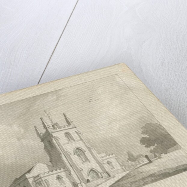 Kingswinford Church: sepia drawing, 1837 by Lewis John Wood