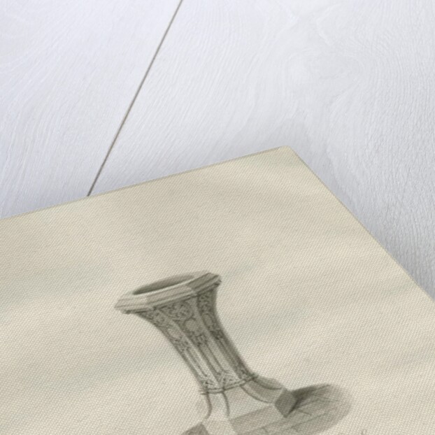 Font in Kinver Church: sepia drawing, 1846 by John Buckler