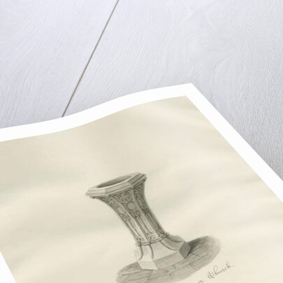 Font in Kinver Church: sepia drawing, 1846 by John Buckler