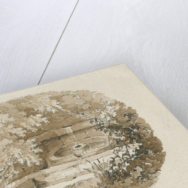 Biddulph - Ancient Well in Knypersley Woods: sepia drawing, 1838 by Thomas Peploe Wood