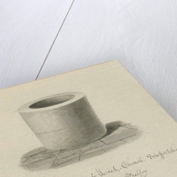 Font in Leek Church by John Buckler