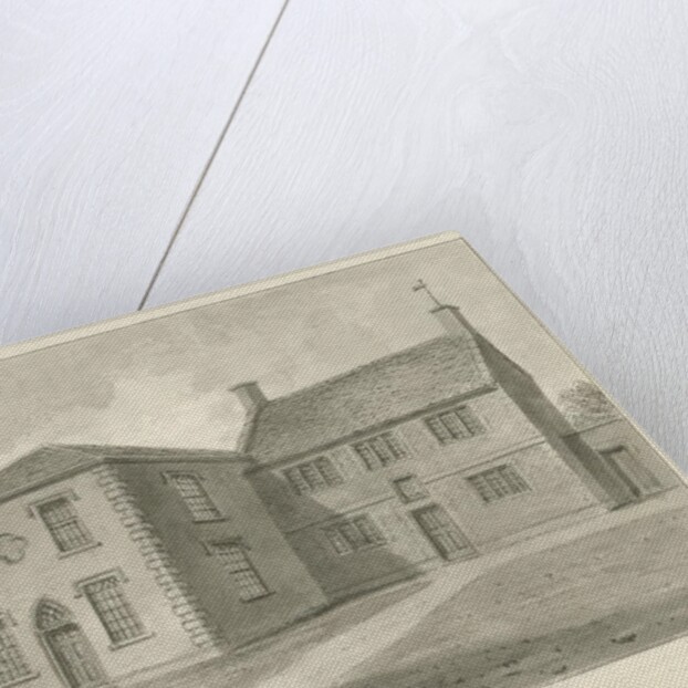 Leek Town - Grammar School: sepia drawing, 1844 by John Buckler