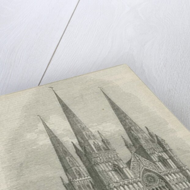 Lichfield Cathedral - West Front: woodcut engraving by School English