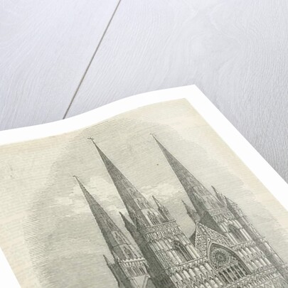 Lichfield Cathedral - West Front: woodcut engraving by School English