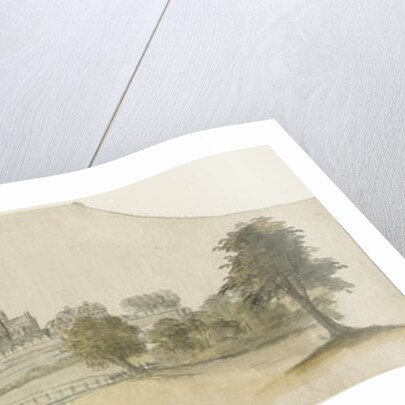 Lichfield Cathedral - East View: tinted pencil drawing by School English