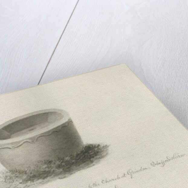 Font in Grindon Church: sepia drawing, 25 May 1847 by John Buckler