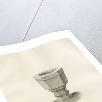 Font in Grindon Church: sepia drawing, 1847 by John Buckler