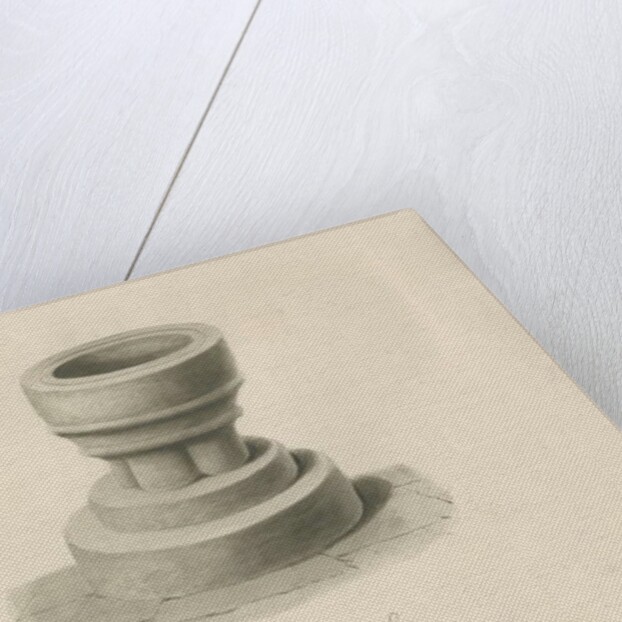 Font in Hanbury Church: sepia drawing, 1839 by John Buckler