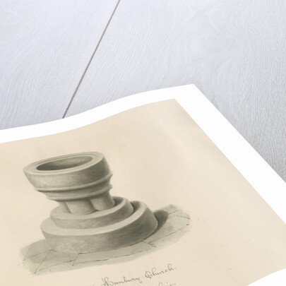 Font in Hanbury Church: sepia drawing, 1839 by John Buckler