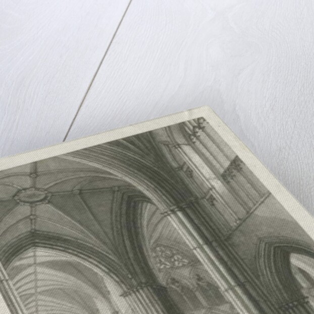 Interior of Lichfield Cathedral - Crossing from the North Transept: engraving by School English