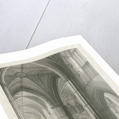 Interior of Lichfield Cathedral - Crossing from the North Transept: engraving by School English