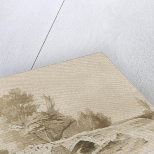 Handsacre - Old High Bridge: sepia drawing, 1839 by Thomas Peploe Wood