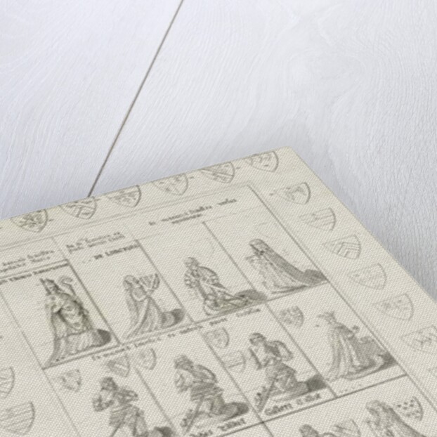 Lichfield Cathedral - Effigies and Arms: engraving by Stebbing Shaw