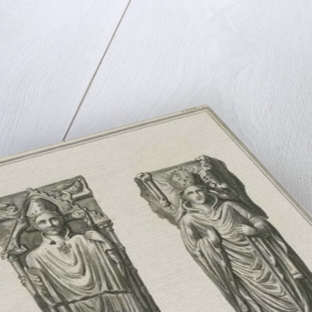 Lichfield Cathedral - Effigies of Walter de Langton and Hugh de Patteshull: engraving by Richard Woollett Basire