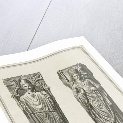 Lichfield Cathedral - Effigies of Walter de Langton and Hugh de Patteshull: engraving by Richard Woollett Basire