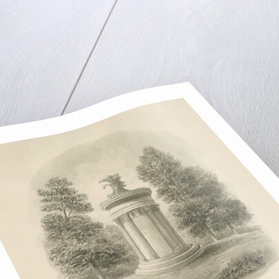Shugborough - The Choragic Monument of Lysicrates: sepia drawing, 1842 by John Buckler
