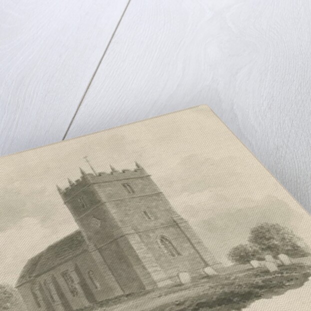 High Offley Church: sepia drawing, 1843 by John Buckler