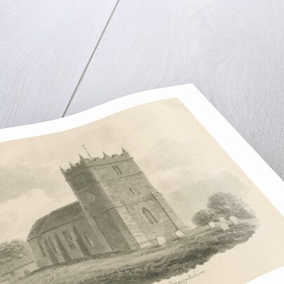 High Offley Church: sepia drawing, 1843 by John Buckler