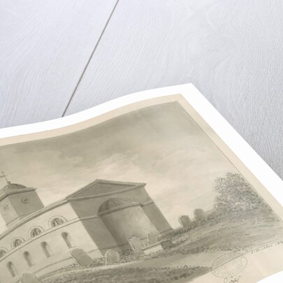 Hints Church: sepia drawing, 1838 by John Buckler