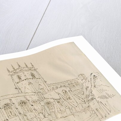 Gnosall Church: pen and ink drawing by School English