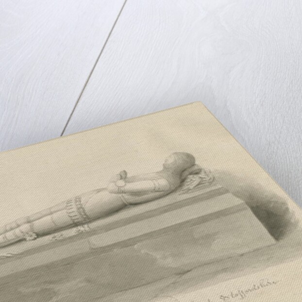 Gnosall Church - Effigy: wash drawing, 1842 by John Buckler
