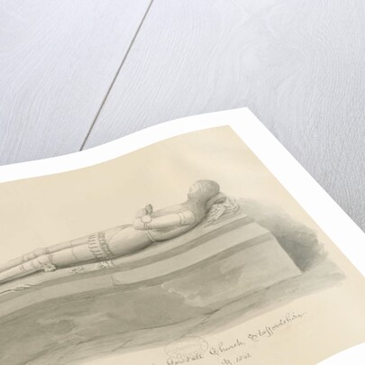 Gnosall Church - Effigy: wash drawing, 1842 by John Buckler