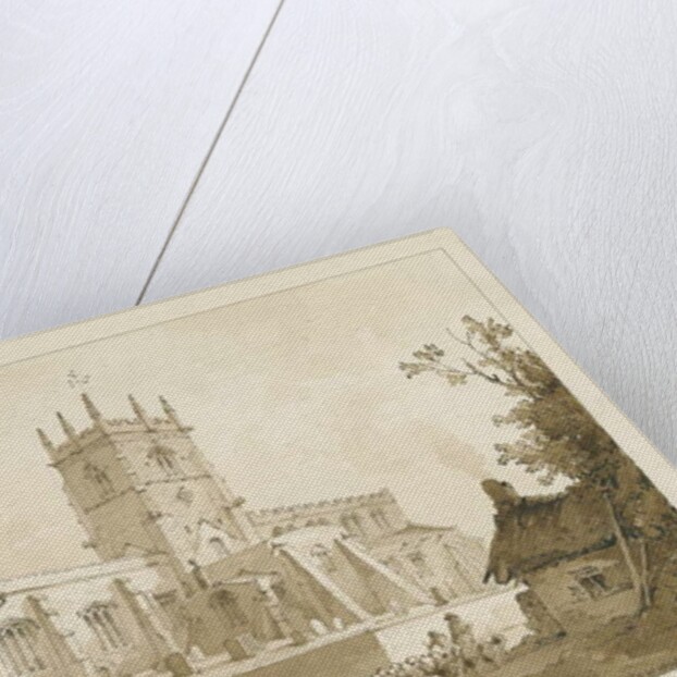 Gnosall Church: wash drawing, 1838 by Thomas Peploe Wood