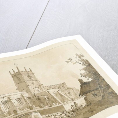 Gnosall Church: wash drawing, 1838 by Thomas Peploe Wood