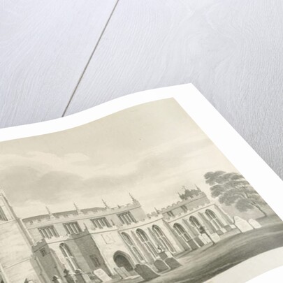 Penkridge Church: sepia wash drawing, 1831 by Robert Noyes