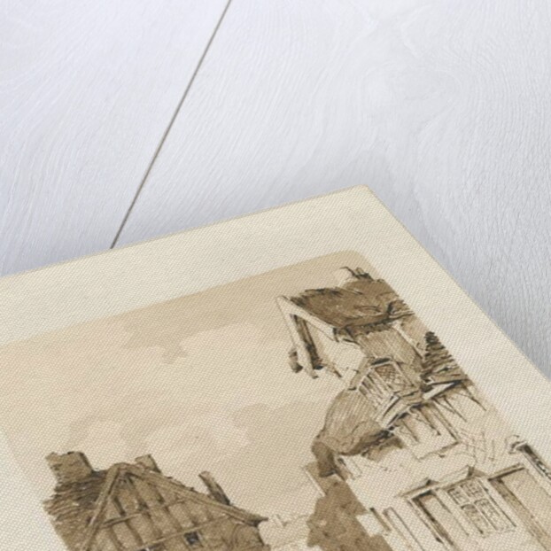 Penkridge Town: sepia drawing, 1836 by Thomas Peploe Wood