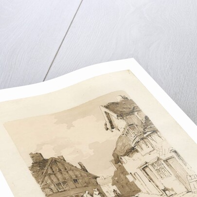Penkridge Town: sepia drawing, 1836 by Thomas Peploe Wood