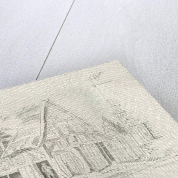 Stafford - Old Cottage in the Foregate: pen and ink drawing, 1836 by John Robert Fernyhough