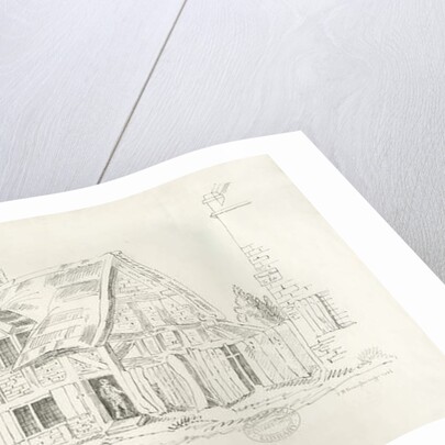 Stafford - Old Cottage in the Foregate: pen and ink drawing, 1836 by John Robert Fernyhough
