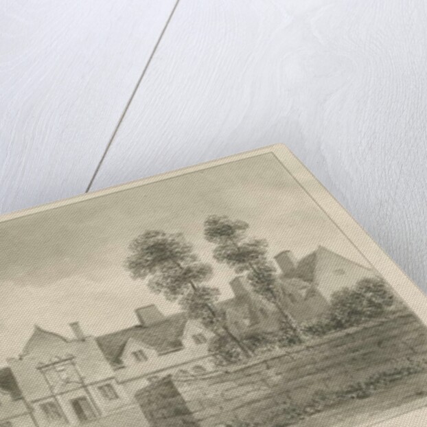 Stafford - Alms Houses: sepia drawing, 1841 by John Buckler