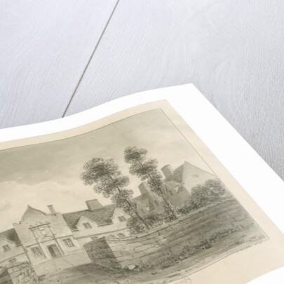 Stafford - Alms Houses: sepia drawing, 1841 by John Buckler