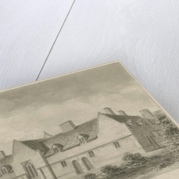 Stafford - Alms Houses: sepia drawing, 1841 by John Buckler