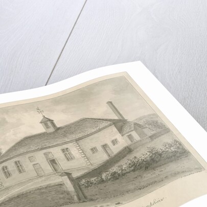 Madeley - Free School: sepia drawing, 1840 by John Buckler