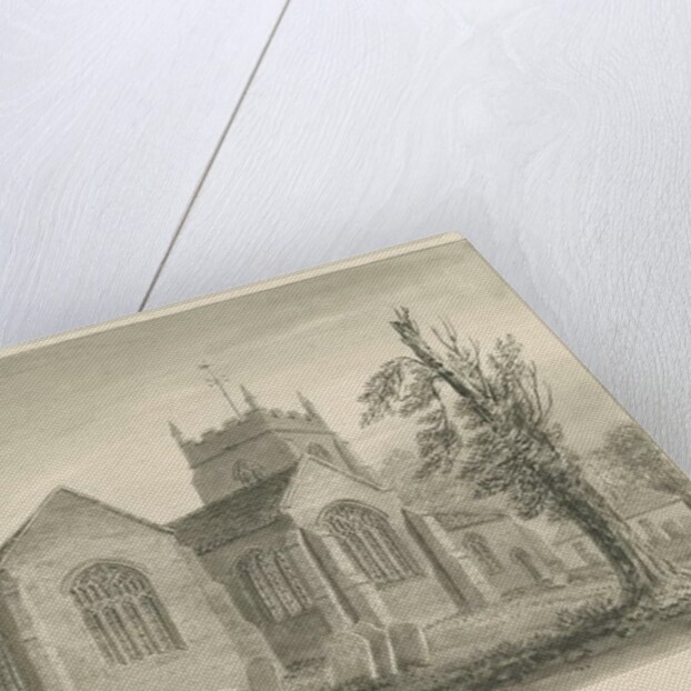 Madeley Church: sepia wash drawing, 1840 by John Buckler