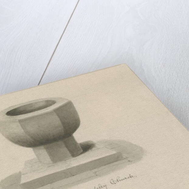 Font in Madeley Church by John Buckler