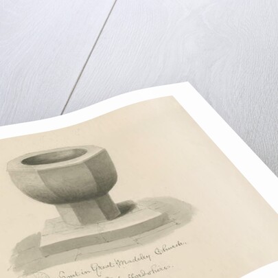 Font in Madeley Church by John Buckler