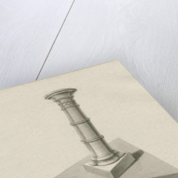 Font in Mucklestone Church: sepia wash drawing, 1843 by John Buckler