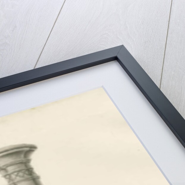 Font in Mucklestone Church: sepia wash drawing, 1843 by John Buckler