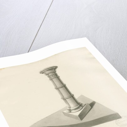 Font in Mucklestone Church: sepia wash drawing, 1843 by John Buckler