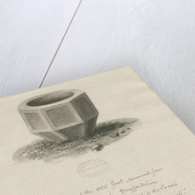 Old Font from Mucklestone Church by John Buckler