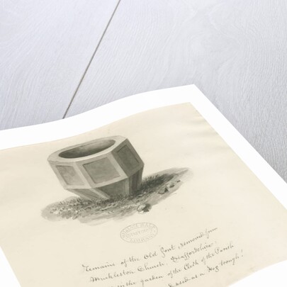 Old Font from Mucklestone Church by John Buckler