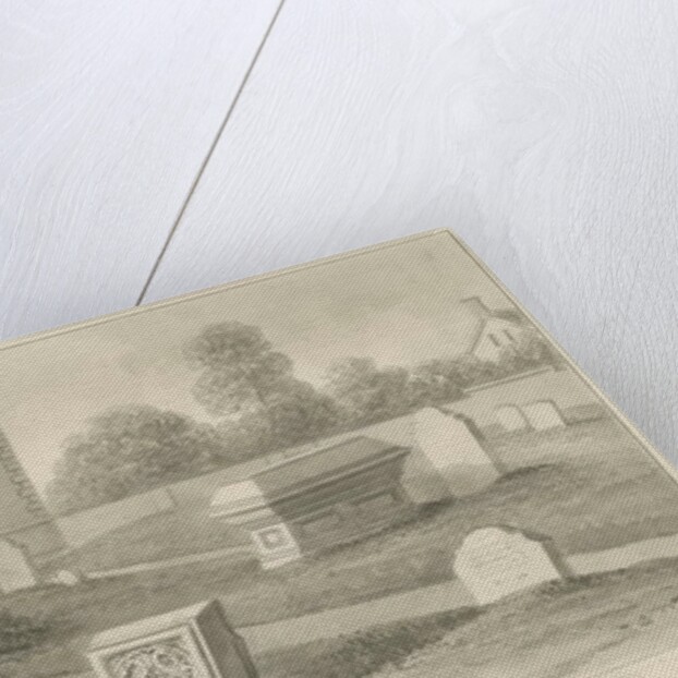 Rocester Church - Monuments and Church-yard: sepia drawing, 1841 by John Chessell Buckler