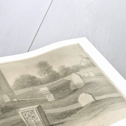 Rocester Church - Monuments and Church-yard: sepia drawing, 1841 by John Chessell Buckler